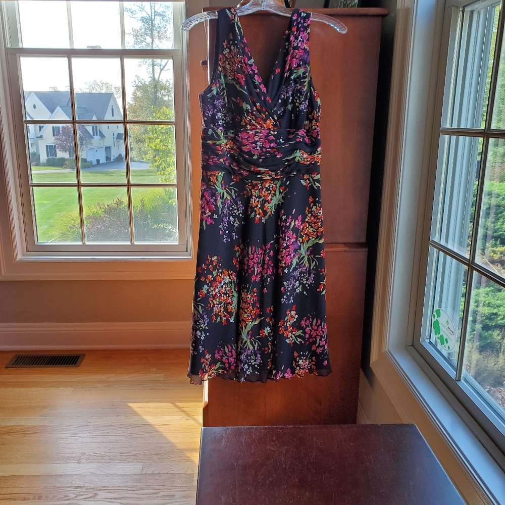 Black with floral print dress